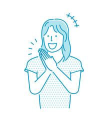 Fototapeta premium Vector illustration of a young woman listening and thinking (positive image)