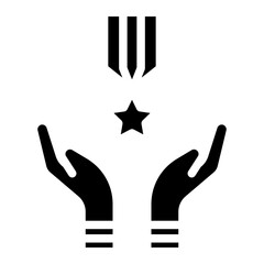 hand with medal glyph 