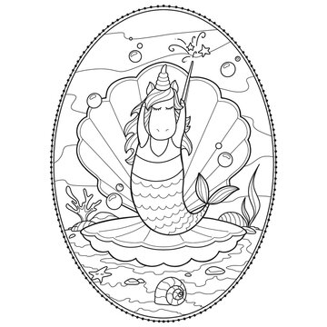 Unicorn Mermaid Coloring Page for Kids
