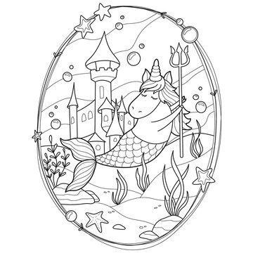 Unicorn Mermaid Coloring Page for Kids