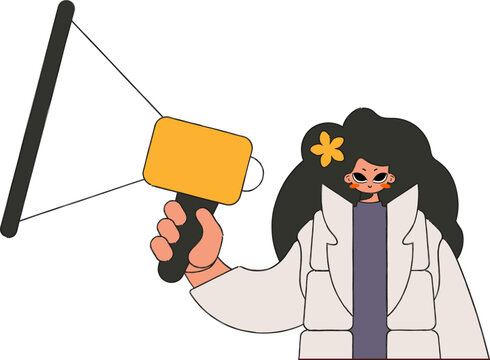 Woman with a megaphone. labor market. Attracting workers.