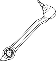 Car suspension arm hand drawn icon. Vector illustration, doodle style. Traced image.
