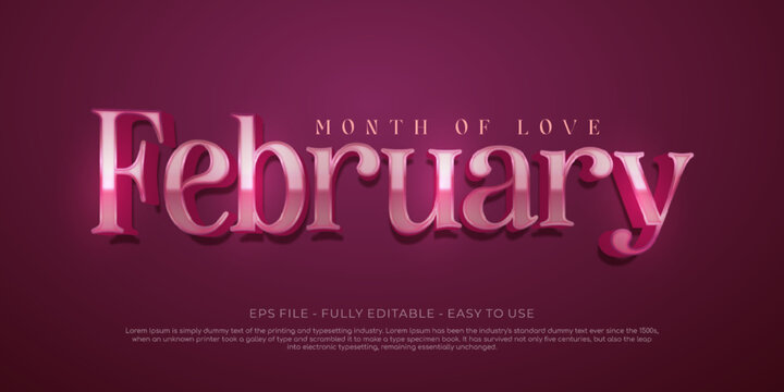 3d style effect text february template