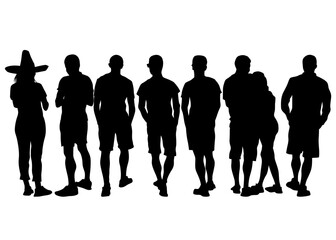 Big crowds people walking on white background