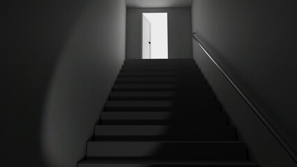 Basement, exit to the light, staircase made in 3D program