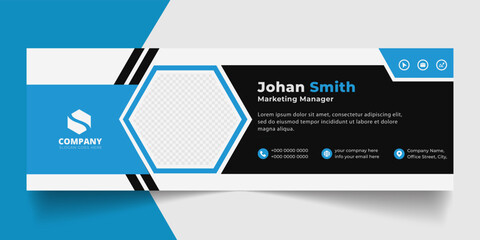 Corporate Email signature modern template design. Emailers personal business minimalist personal web social media banner.	