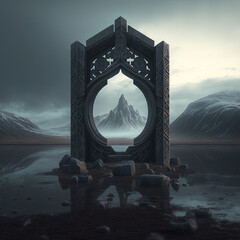 Fantasy illustration, nordic saga, gaming scenario, Generative AI