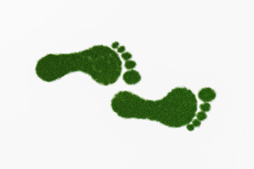 grassy footsteps on white background