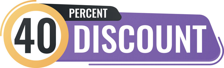 40 percent off. Colorful icon. Blog management, blogging and writing for website. Concept poster for social networks, advertising, banner