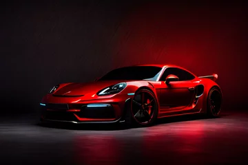 Foto auf Acrylglas Autos  Red fast sports car.  Futuristic sports car  concept.  Generative AI.