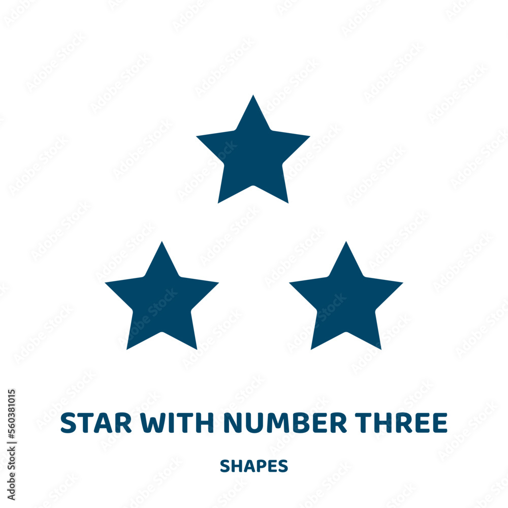 Poster star with number three vector icon from shapes collection. number filled flat symbol for mobile conc