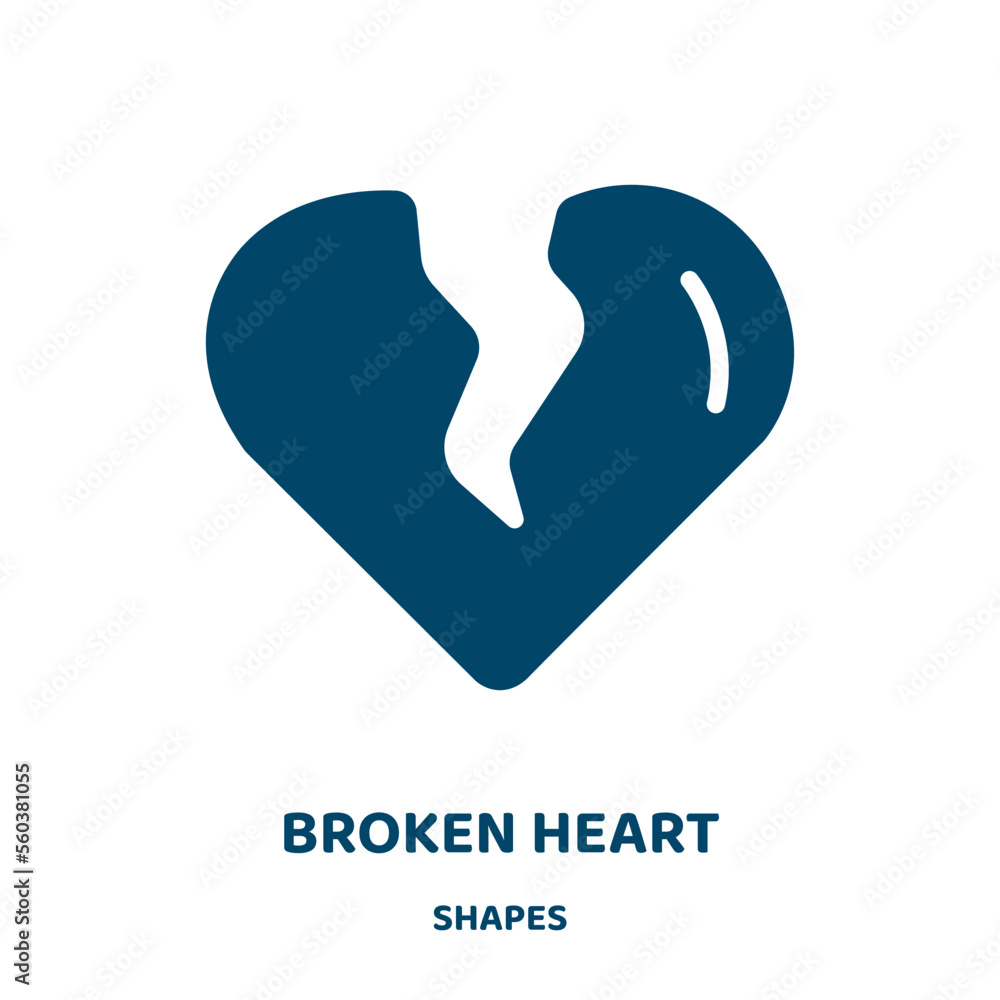 Poster broken heart vector icon from shapes collection. heart filled flat symbol for mobile concept and web