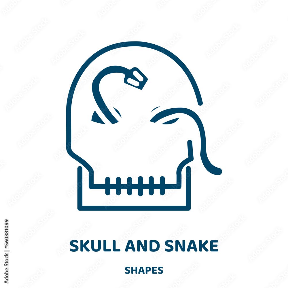 Poster skull and snake vector icon from shapes collection. snake filled flat symbol for mobile concept and 