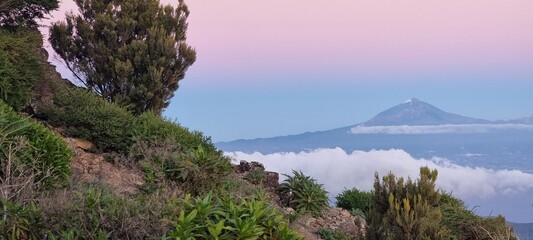 View on El Teide vulcano, Tenerife, from Mirador del Morro de Agando, La Gomera, Canary Islands,...