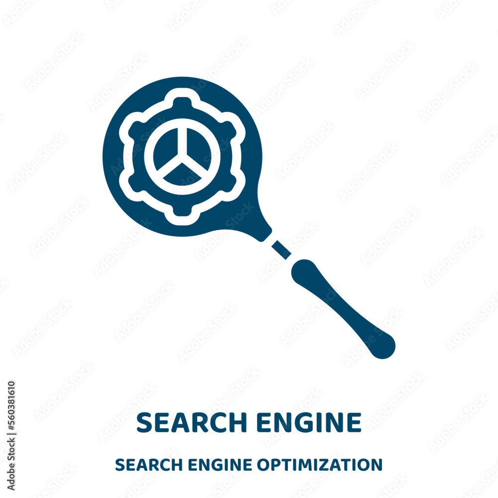 Poster search engine vector icon from search engine optimization collection. search filled flat symbol for 