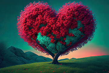 Digital art illustration of red blossom