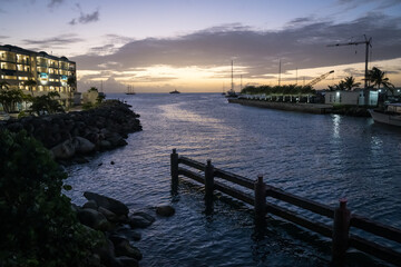 Sunset over Simpson Bay on the Dutch Caribbean island of Sint Maarten