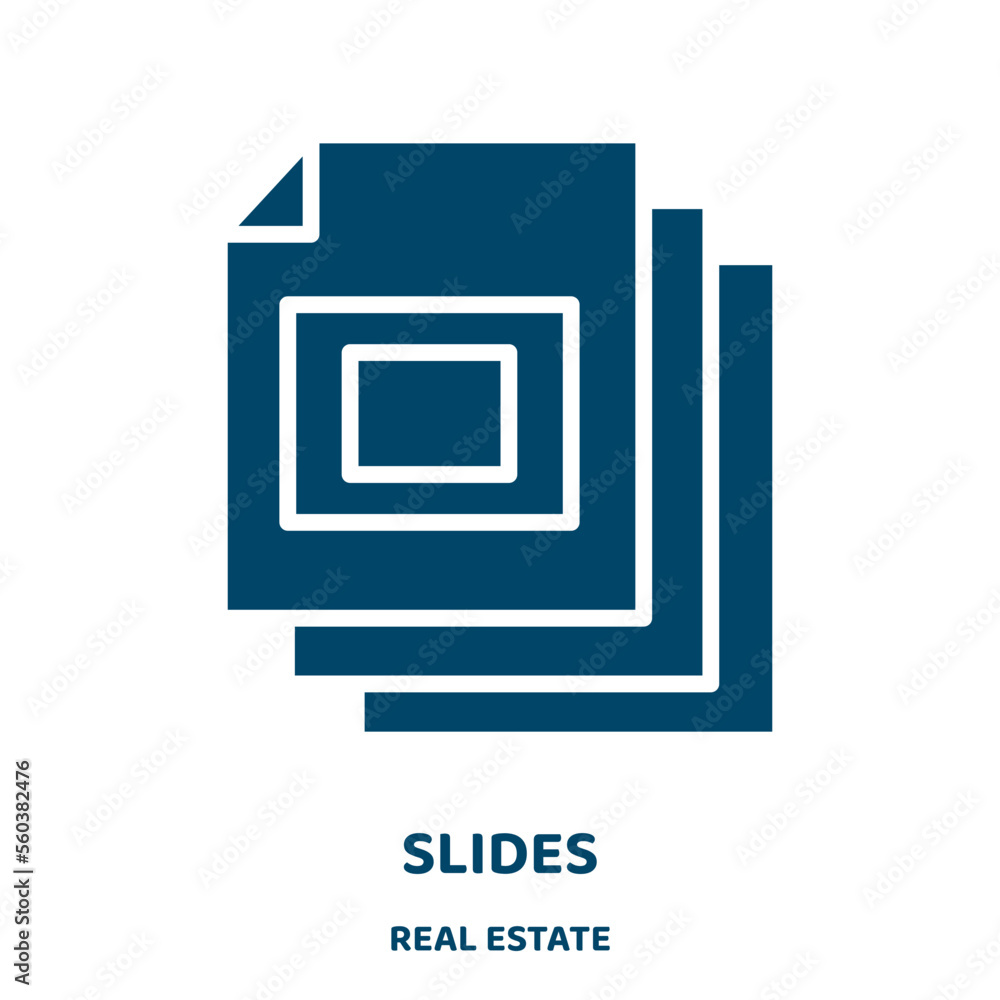 Poster slides vector icon from real estate collection. slide filled flat symbol for mobile concept and web 