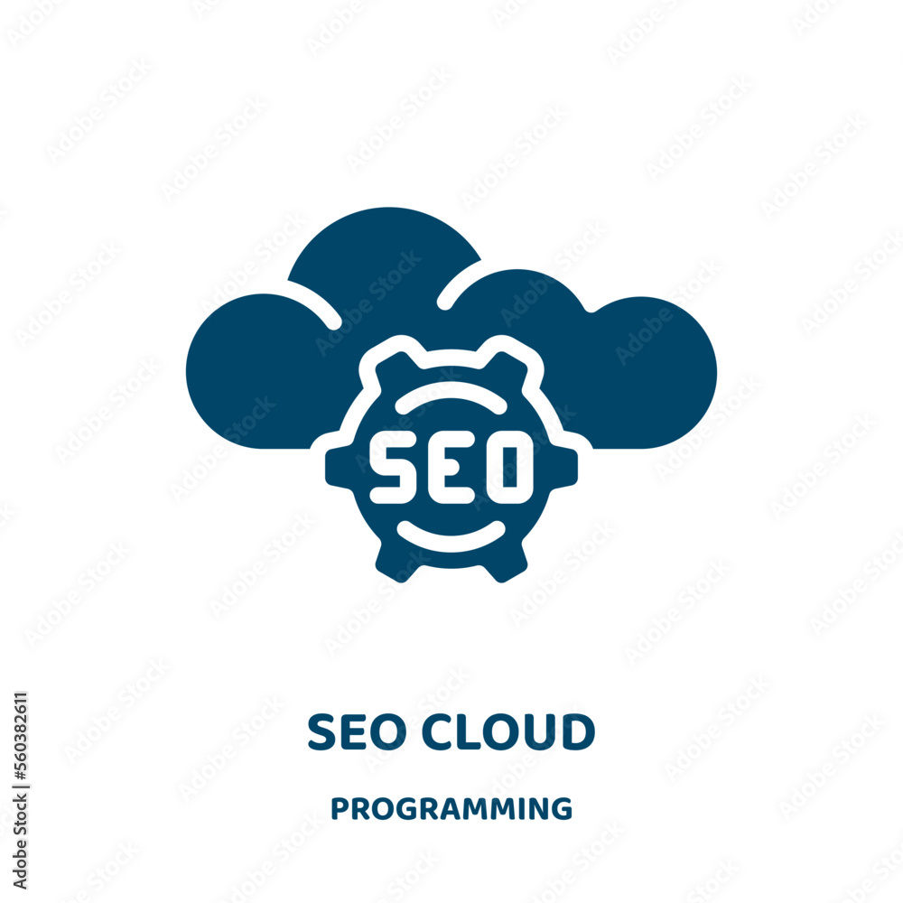 Poster seo cloud vector icon from programming collection. cloud filled flat symbol for mobile concept and w