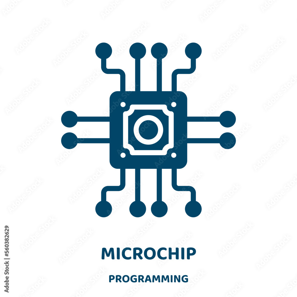 Poster microchip vector icon from programming collection. chip filled flat symbol for mobile concept and we