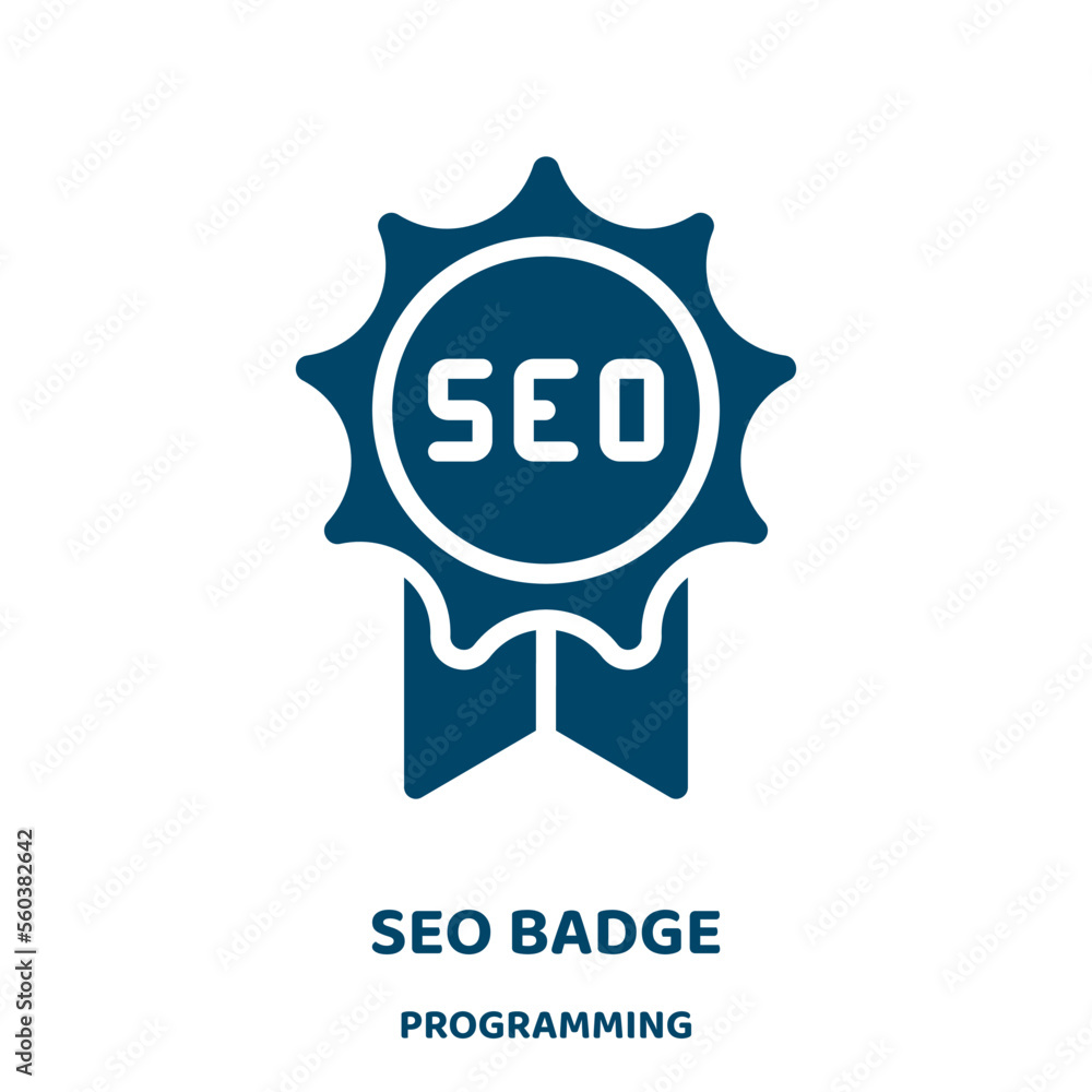 Poster seo badge vector icon from programming collection. badge filled flat symbol for mobile concept and w