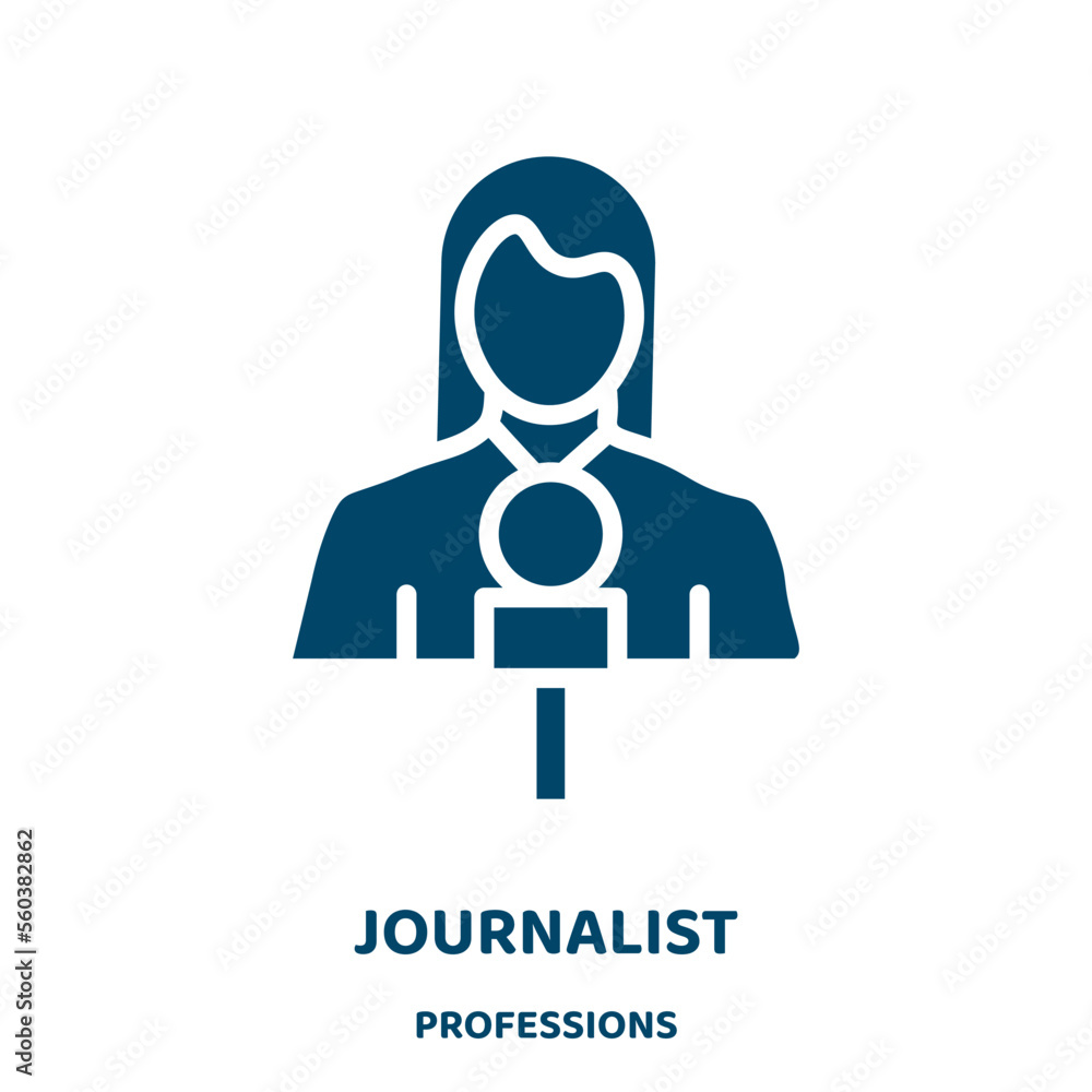 Poster journalist vector icon from professions collection. broadcasting filled flat symbol for mobile conce