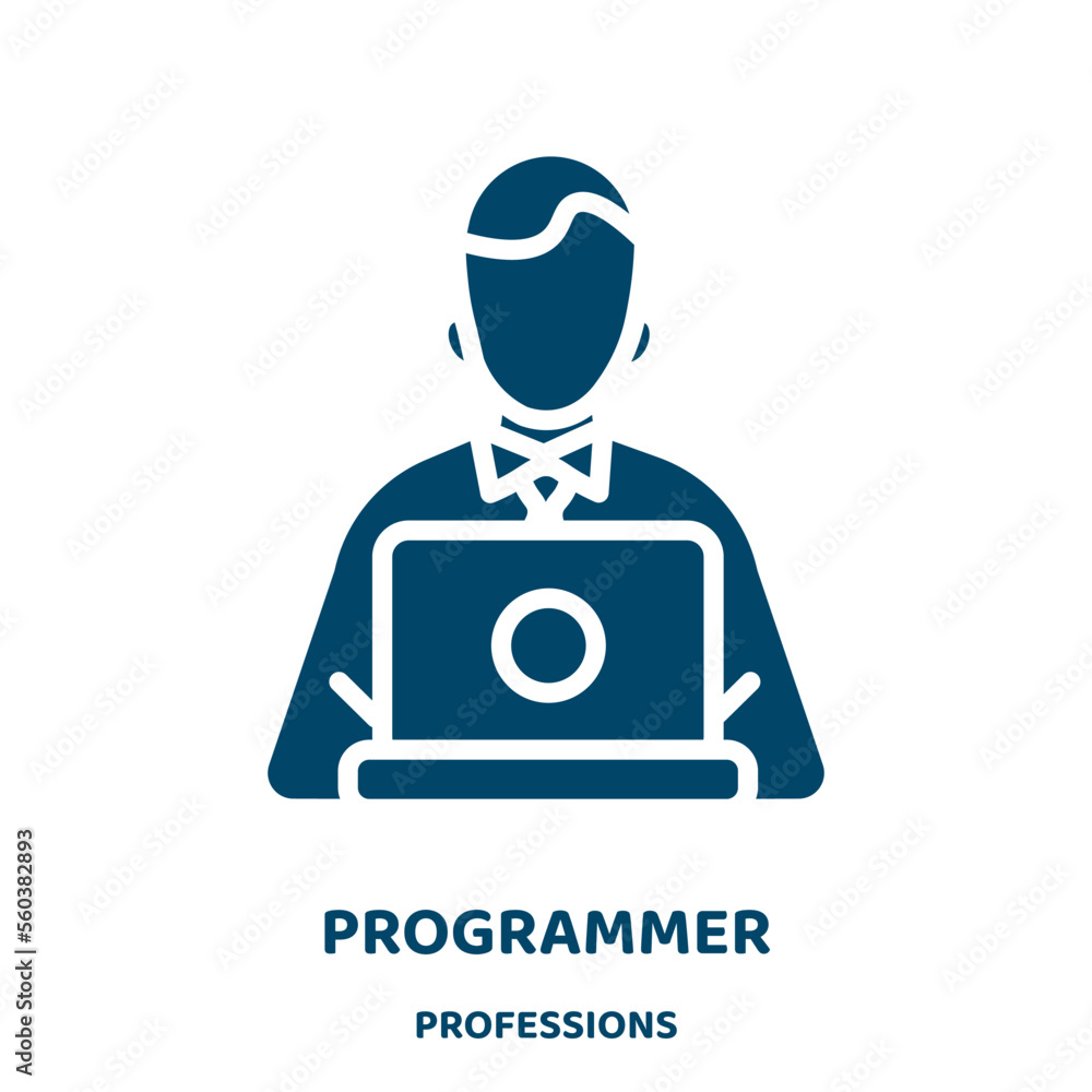 Poster programmer vector icon from professions collection. business filled flat symbol for mobile concept a