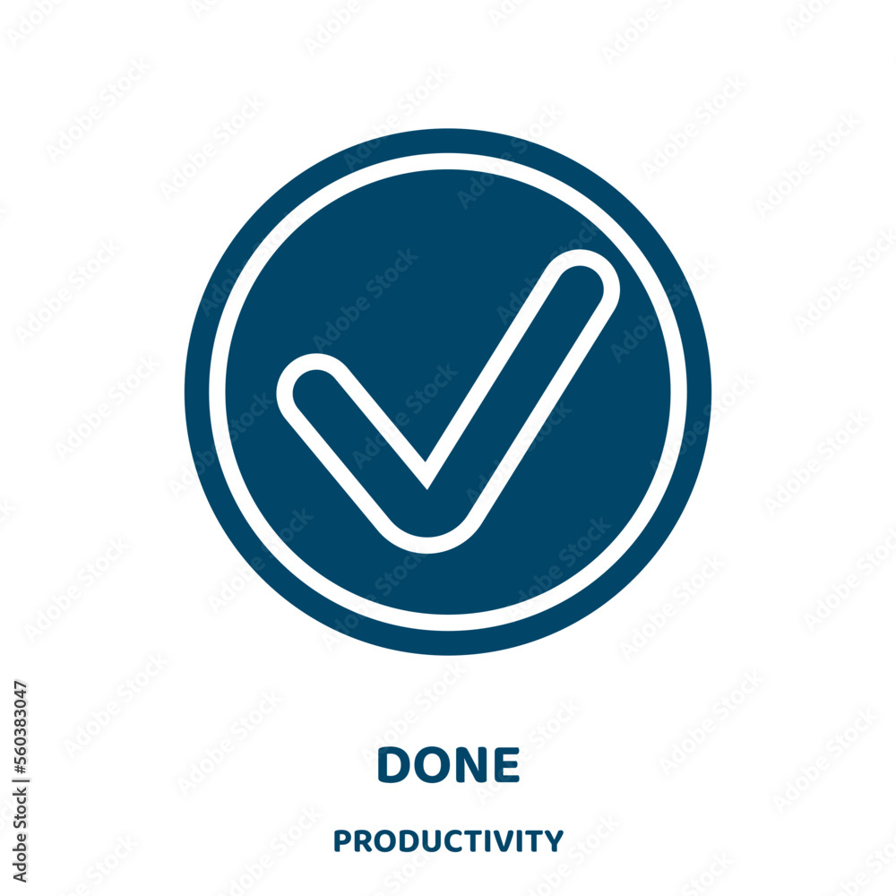 Poster done vector icon from productivity collection. correct filled flat symbol for mobile concept and web