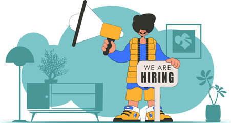 The theme is Human Resource. The man is holding a megaphone.
