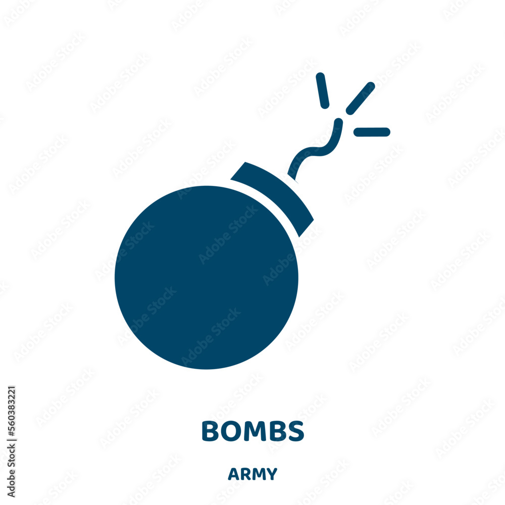 Poster bombs vector icon from army collection. bomb filled flat symbol for mobile concept and web design. b