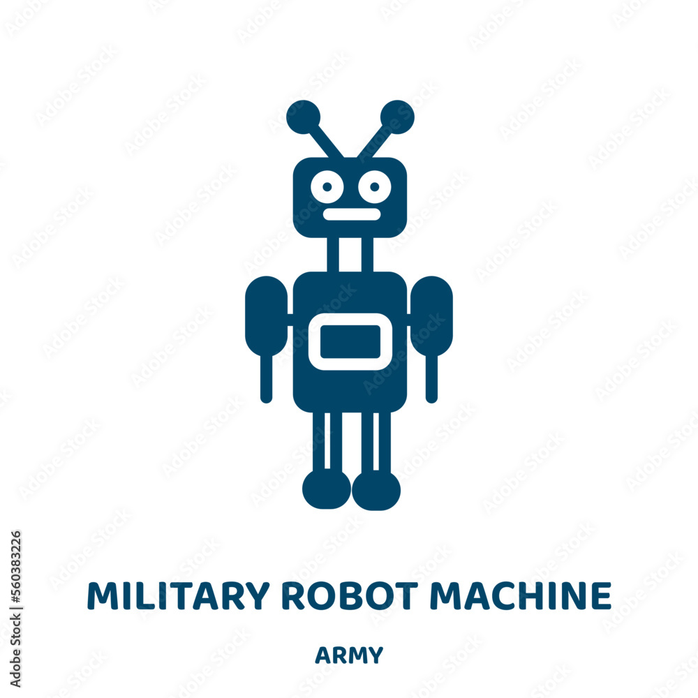 Poster military robot machine vector icon from army collection. robot filled flat symbol for mobile concept