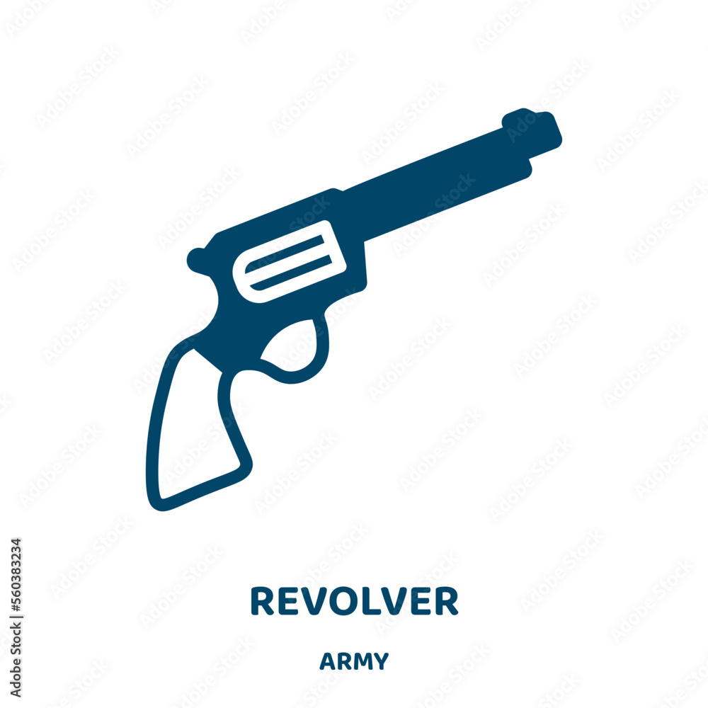 Poster revolver vector icon from army collection. round filled flat symbol for mobile concept and web desig
