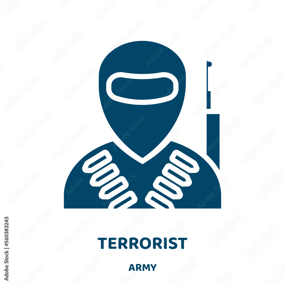 Poster terrorist vector icon from army collection. gun filled flat symbol for mobile concept and web design