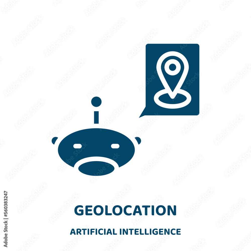 Poster geolocation vector icon from artificial intelligence collection. map filled flat symbol for mobile c