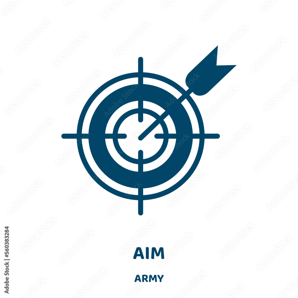 Poster aim vector icon from army collection. target filled flat symbol for mobile concept and web design. b