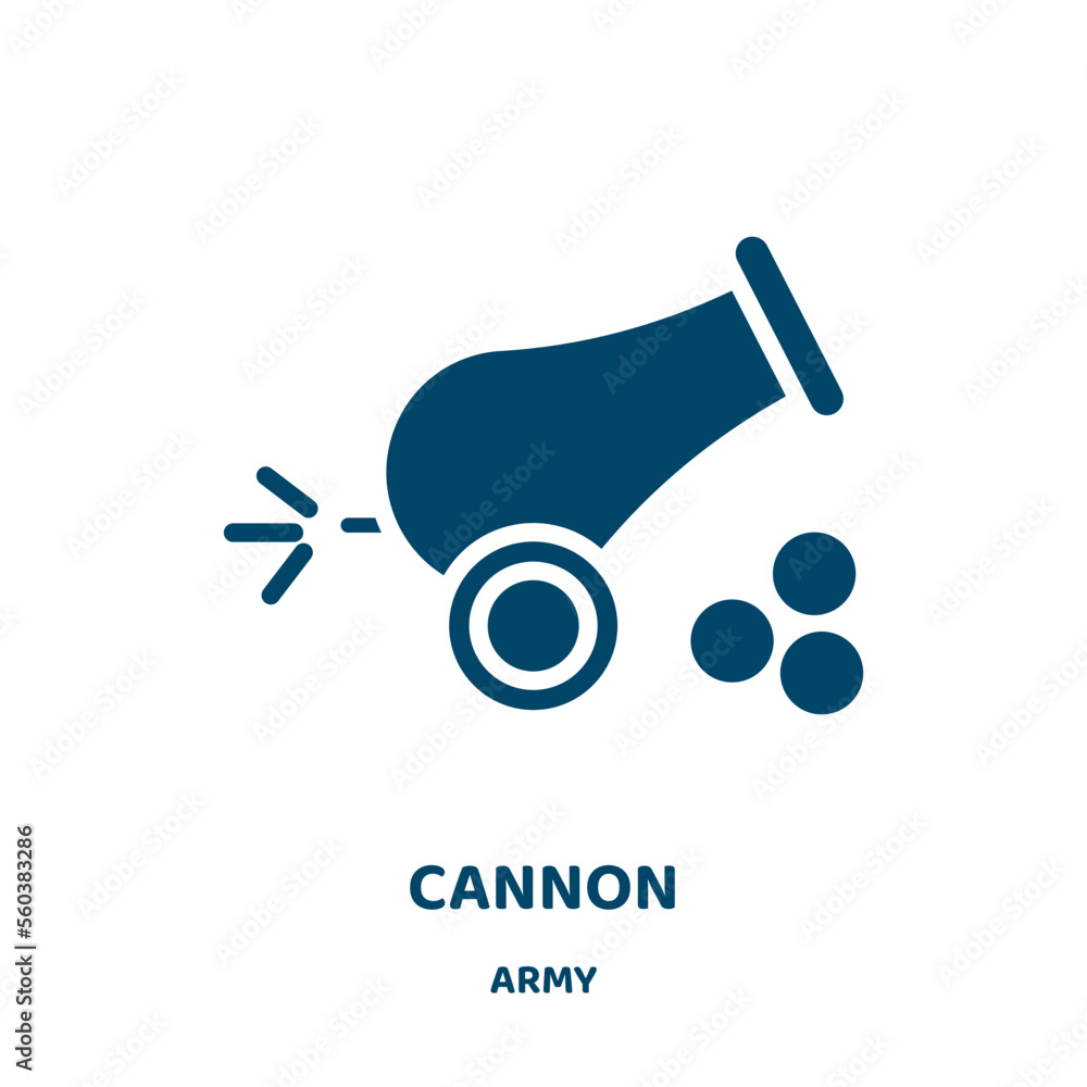 Poster cannon vector icon from army collection. gun filled flat symbol for mobile concept and web design. b