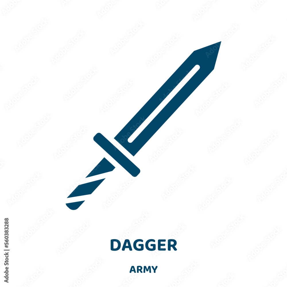 Poster dagger vector icon from army collection. knife filled flat symbol for mobile concept and web design.