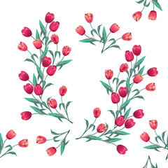 Modern floral seamless pattern. Digital drawn illustration. Can be used as textile fabric or wallpaper, cards, invitations, decorative paper