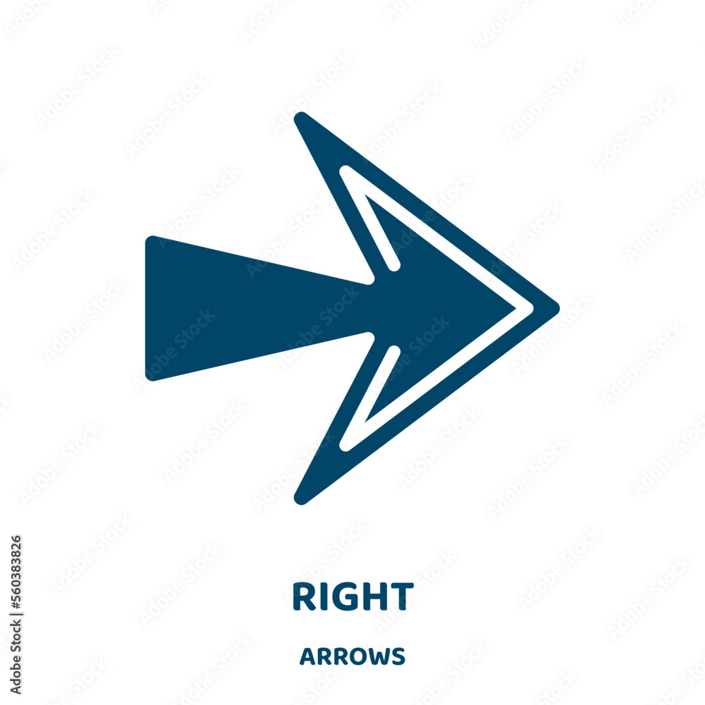 Poster right vector icon from arrows collection. ok filled flat symbol for mobile concept and web design. b