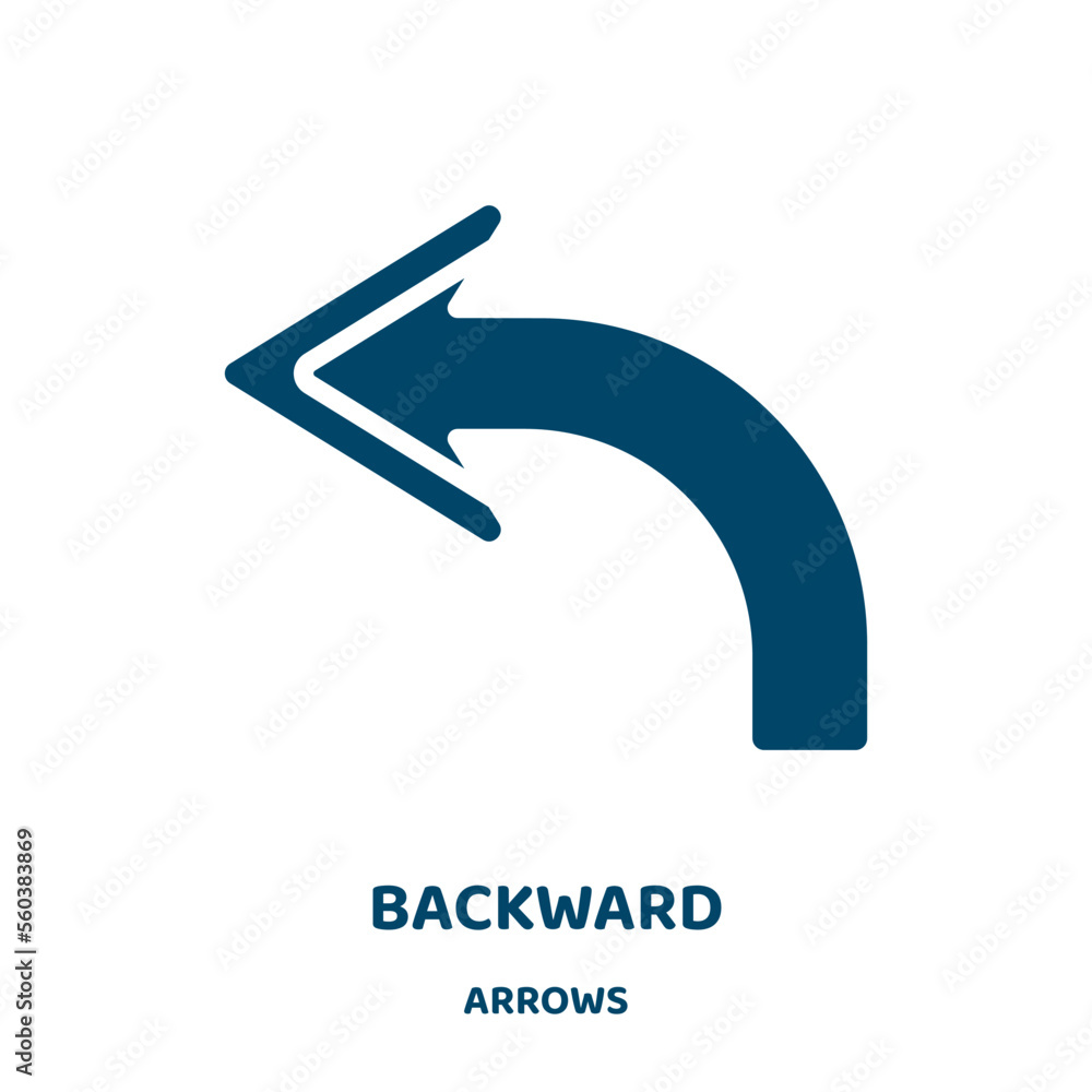 Poster backward vector icon from arrows collection. arrow filled flat symbol for mobile concept and web des
