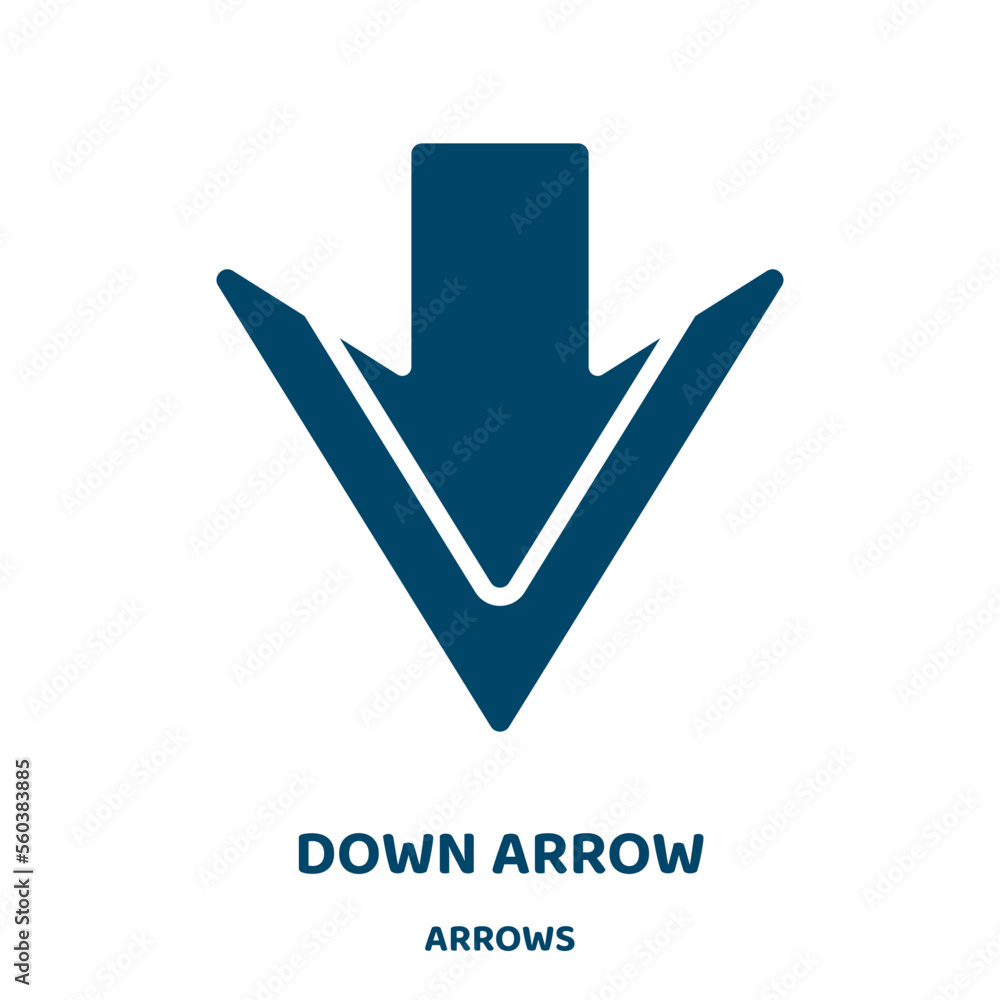 Poster down arrow vector icon from arrows collection. next filled flat symbol for mobile concept and web de