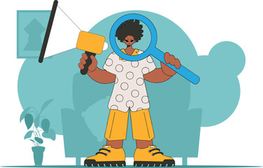 Topic Human resource and recruitment. A man with a megaphone. labor market.