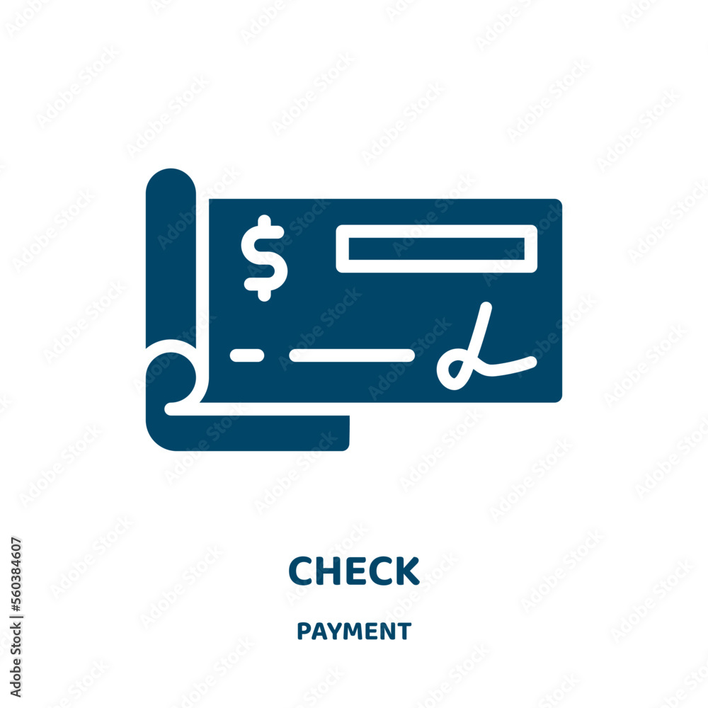 Poster check vector icon from payment collection. list filled flat symbol for mobile concept and web design