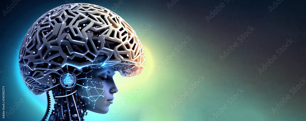 Poster artificial intelligence. ai learning and artificial intelligence concept. business, modern technolog
