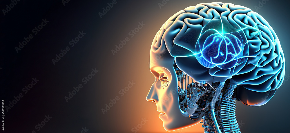 Poster artificial intelligence. ai learning and artificial intelligence concept. business, modern technolog
