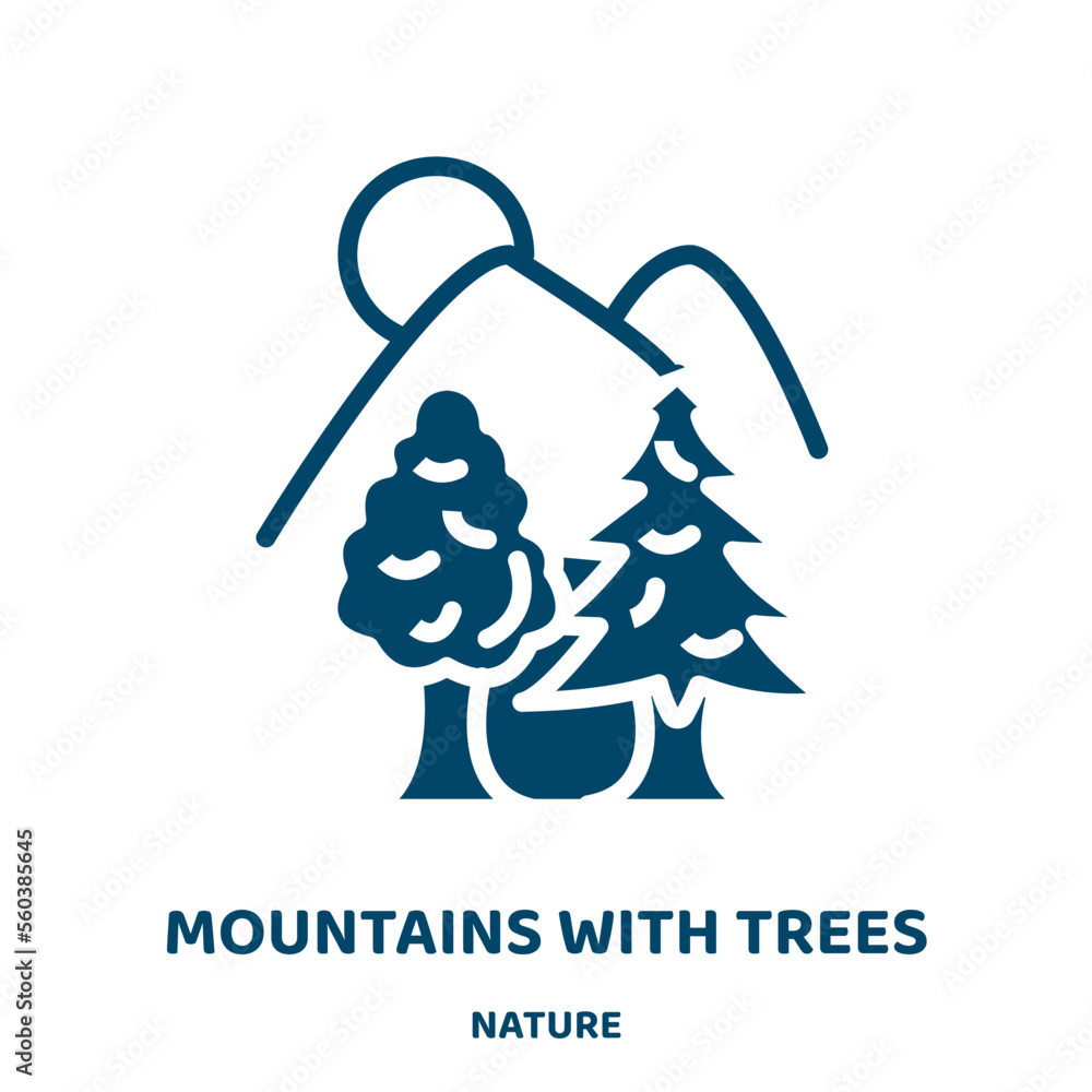 Poster mountains with trees vector icon from nature collection. forest filled flat symbol for mobile concep