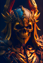 Spartan warrior skull in helmet.  skull viking fighter.  Generative AI.