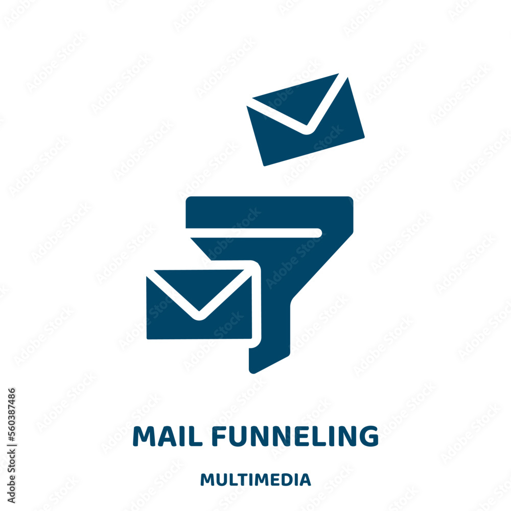 Aufkleber mail funneling vector icon from multimedia collection. funnel filled flat symbol for mobile concept 