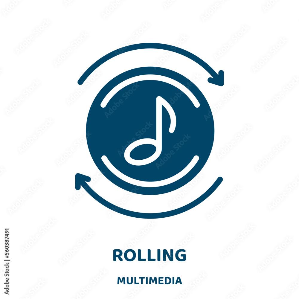 Poster rolling vector icon from multimedia collection. food filled flat symbol for mobile concept and web d
