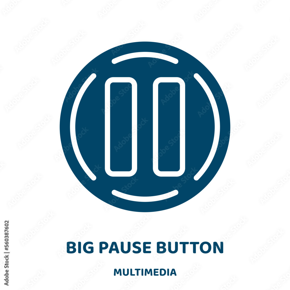 Poster big pause button vector icon from multimedia collection. play filled flat symbol for mobile concept 